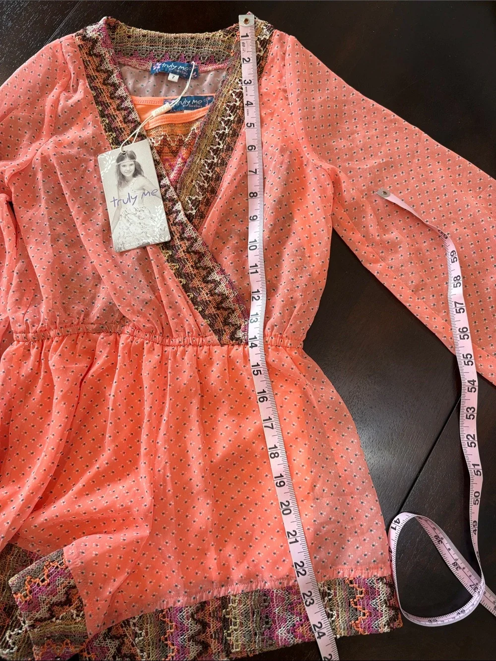 Truly Me Orange Brown  Long Sleeve Girls One-Piece Romper